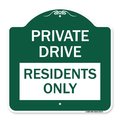 Signmission Private Drive Sign Private Drive-Residents Only, Green & White Alum Sign, 18" x 18", GW-1818-23271 A-DES-GW-1818-23271